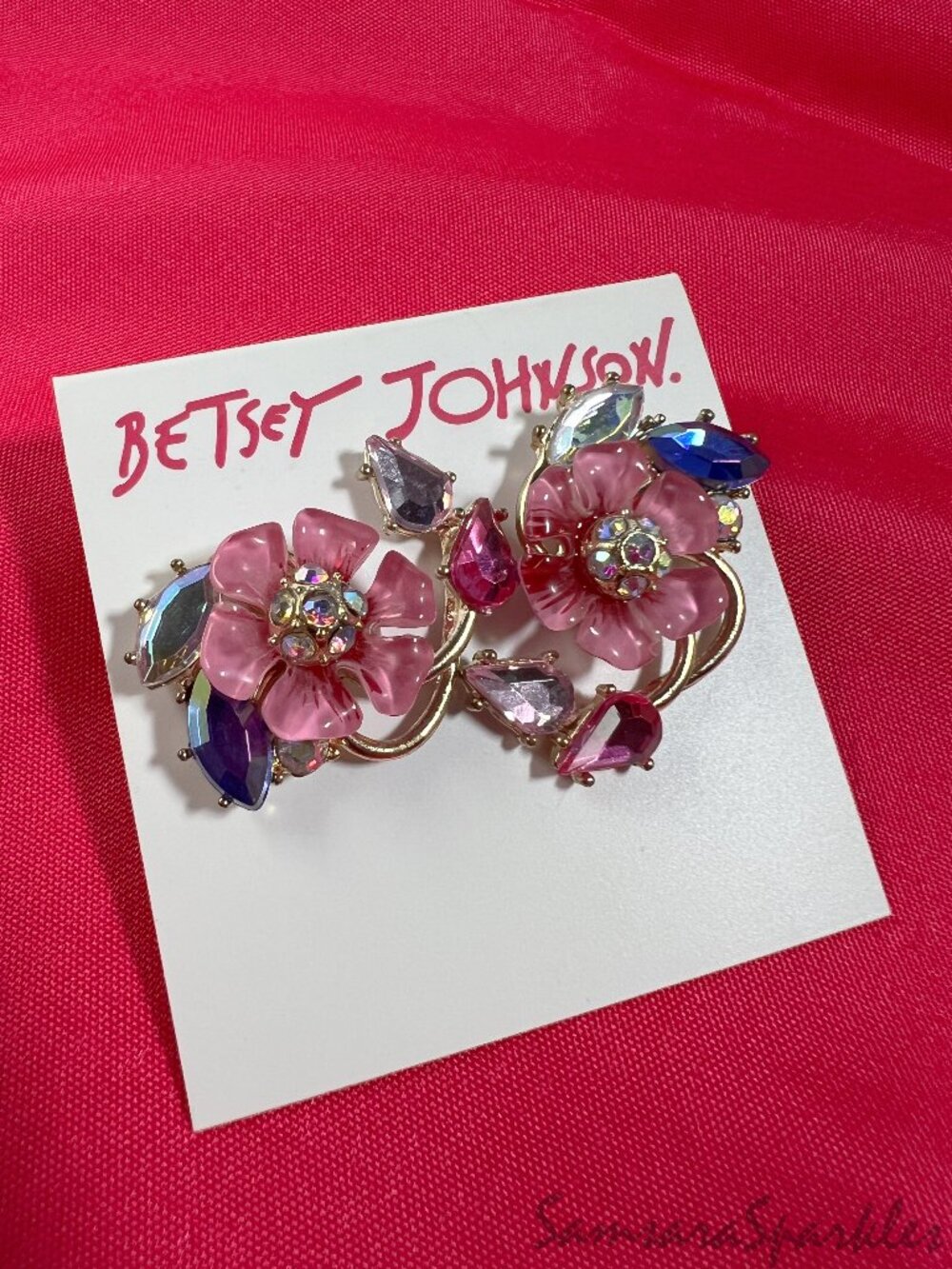 NWT Betsey Johnson Pink Floral Earrings